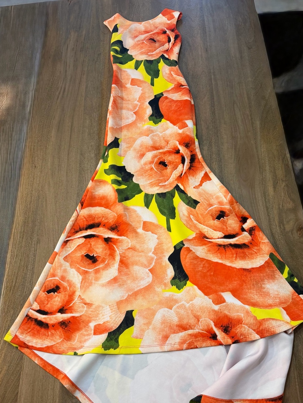 Va Va Voom Orange Floral Maxi Skirt with Yellow and Green Accents